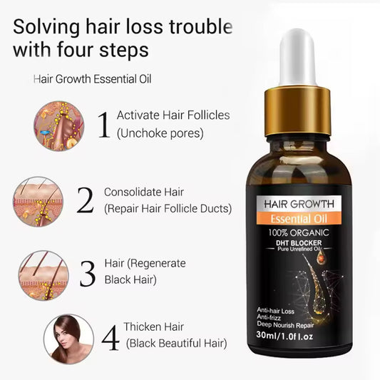 Organic Hair Growth Oil Biotin DHT Blocker - Hair Loss Treatment