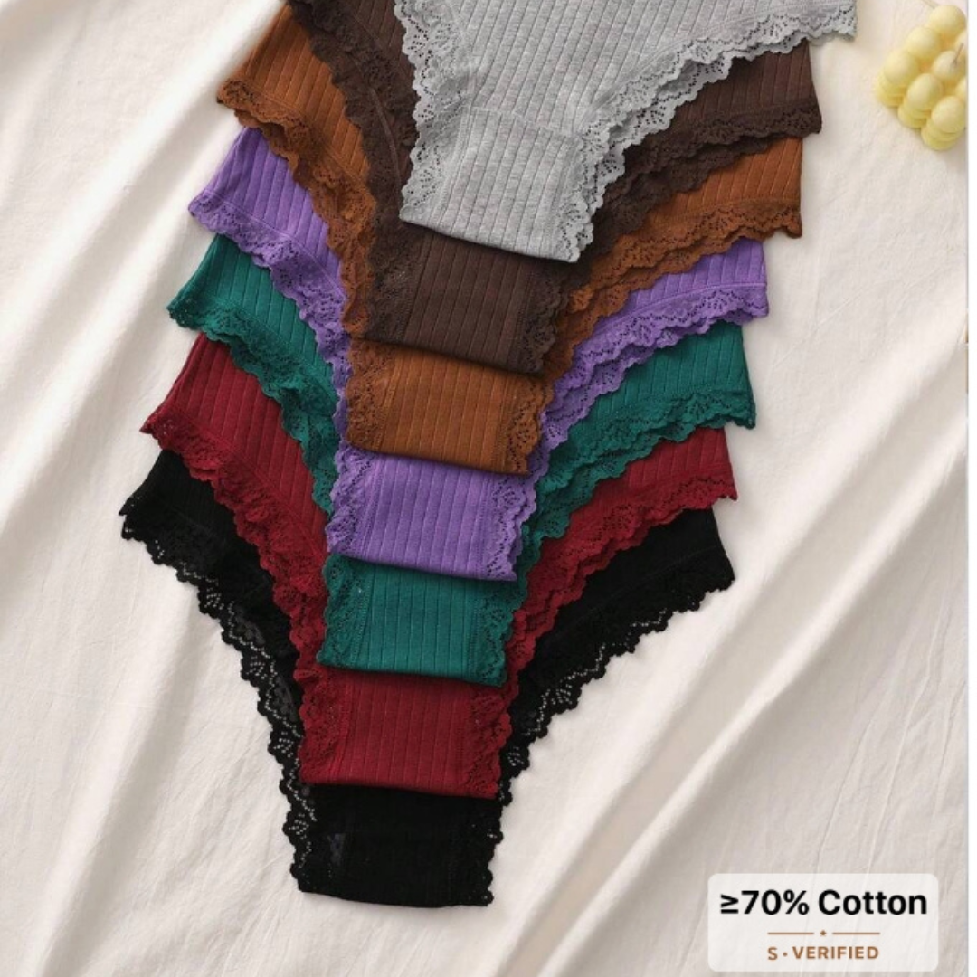 10 PCS Women's Lace Hollow Out Bikini Panties Iace Silk Seamless Multicolour Briefs Comfortable And Breathable Lingerie