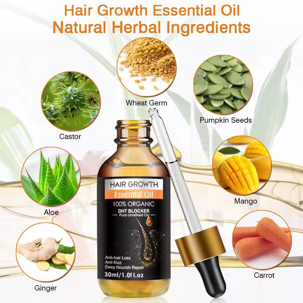 Organic Hair Growth Oil Biotin DHT Blocker - Hair Loss Treatment