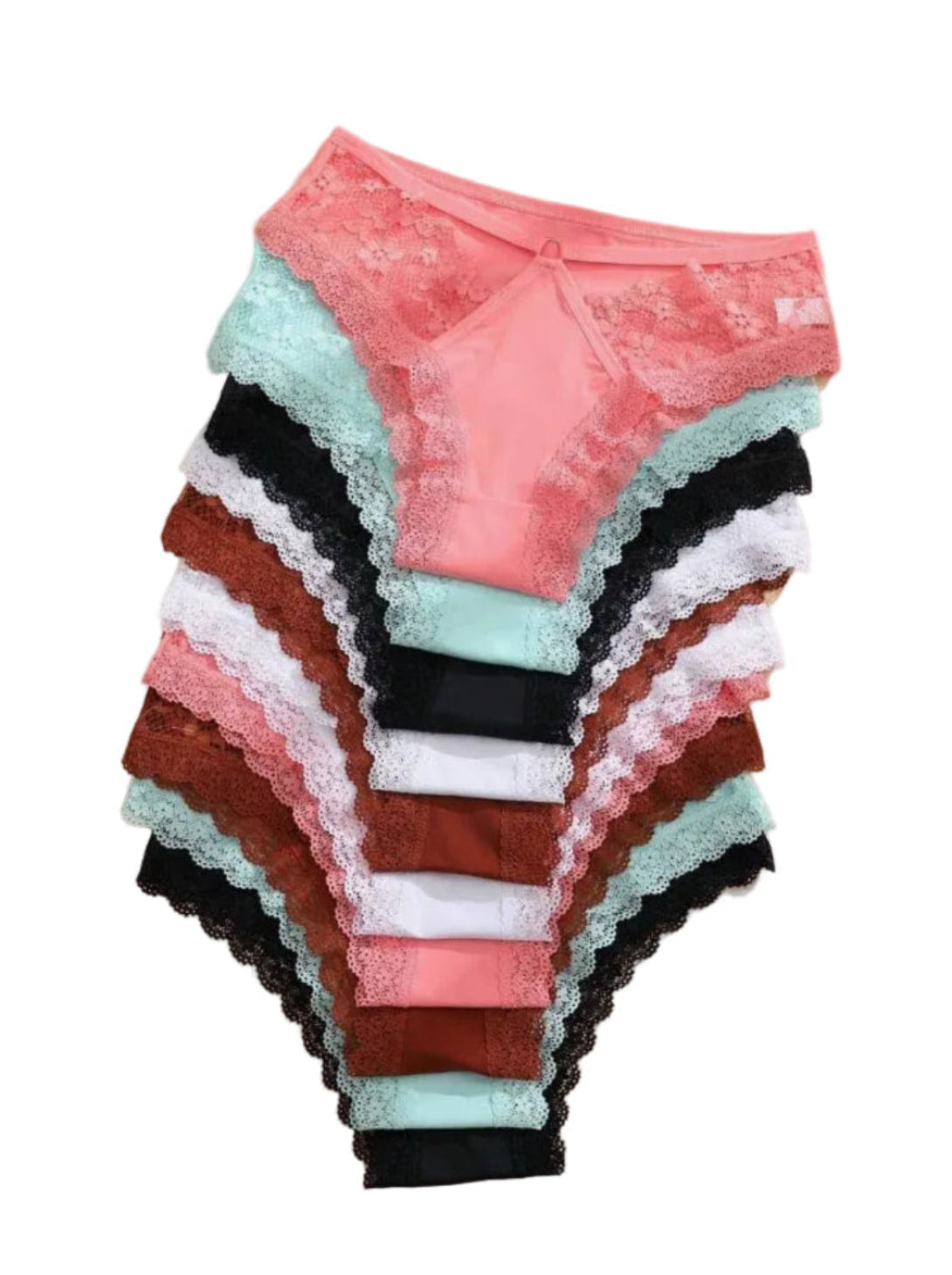 10 PCS Women's Lace Hollow Out Bikini Panties Iace Silk Seamless Multicolour Briefs Comfortable And Breathable Lingerie