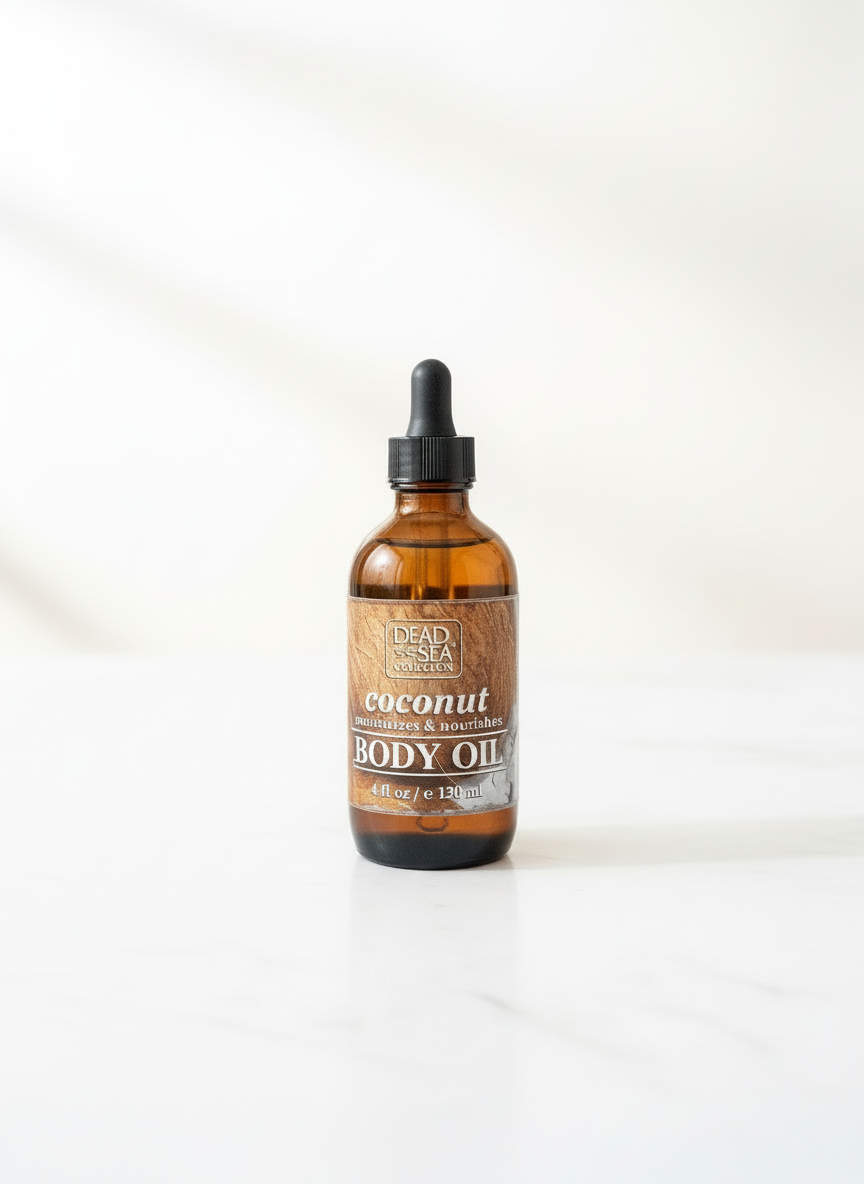 Dead Sea coconut oil white background